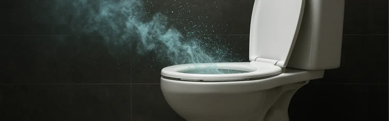 Cloud of aerosols when flushing