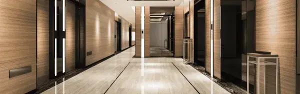Hallway with elevators